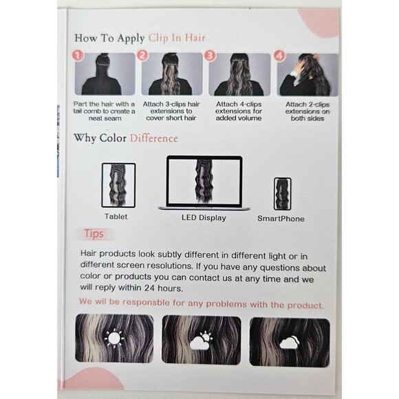 Vigorous Womens Clip In Hair Extensions 4 pcs Light Brown & Ash Blonde 20 Inches - Picture 6 of 6